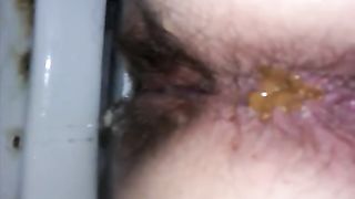 Wife shitting on the toilet wet and nasty poop