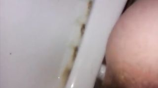 Wife shitting on the toilet wet and nasty poop
