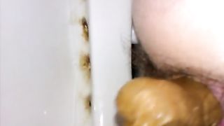 wife shitting on the loo massive shit