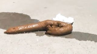 two pretty girls shitting outside