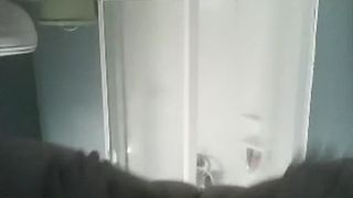 filming herself from underneath pooping chubby