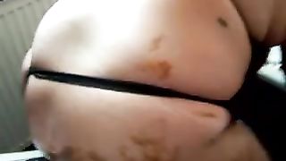 bbw scat amateur chubby anal with dildo and poop