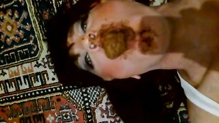 scat queen shemale eating her own poop