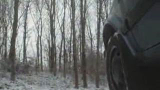 taking a shit next to the car in the snow russian poop