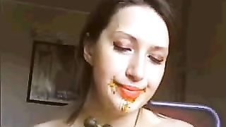 pretty girls pooping and eating her own shit from dildo