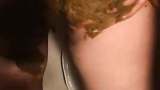 covering her self and toilet in shit self scat amateur
