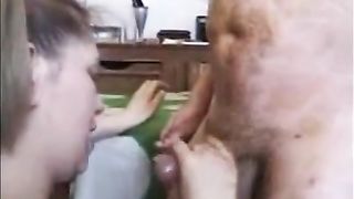 sleezy old guy playing with hot teen pissing in her face and mo