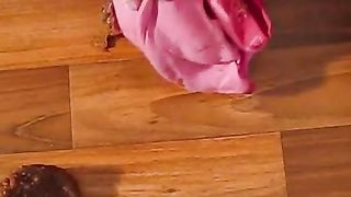 slut in pink panties making a mess in her pink underwear