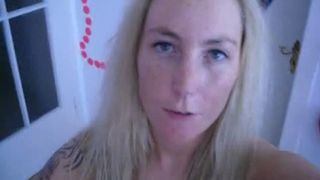 super hot blond pissing in a cup and drinking it