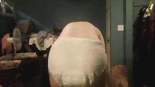 adult baby in nappies shitting and pissing herself