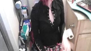 pretty redhead pooping and wiping her butt