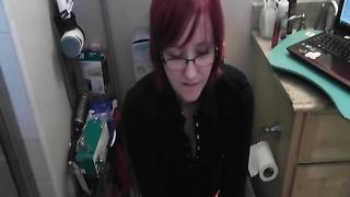 pretty redhead pooping and wiping her butt