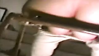 chubby american girl shitting in a metalic bowl