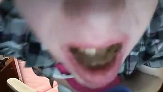 redhead transsexual girl eats shit and wanks