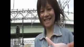 Asian girl pooping in a public place