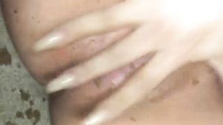 Slut inserts poop in her tight pussy