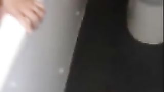 Nasty amateur wife pooping on bathroom floor