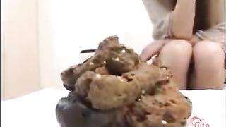 Examined her poop with long sticks