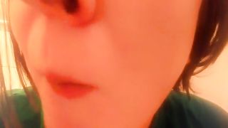 18 year old eating poop in close up