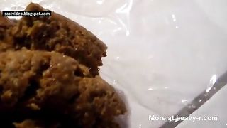 Shaved teen dropped big turd