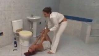 Drunk girl pooping in white lace panties