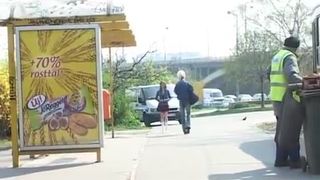 Sexy virgin peeing in public