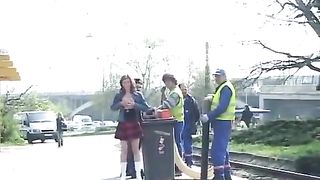 Sexy virgin peeing in public