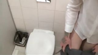 Redhead teen went to eat poop in a public bathroom