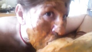 Mature slut sucking cock with scat