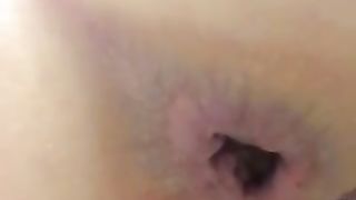 Girl with pink asshole pooping