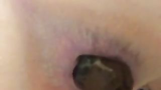 Girl with pink asshole pooping