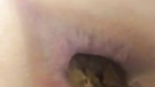 Girl with pink asshole pooping