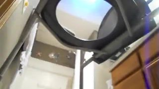 Amateur girl pooping in a glass bowl