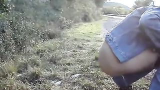 Sexy milf went to pee in a public place