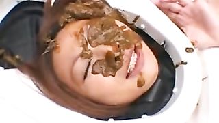 Asian teen getting poop on her face in public