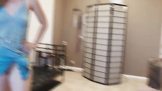 Three sexy girls shitting on a chubby slave