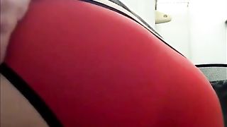 Chubby girl pooping in her red panties