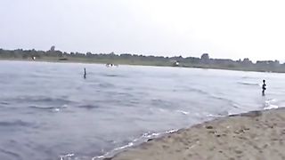 Russian babe rubbing poop in a public place