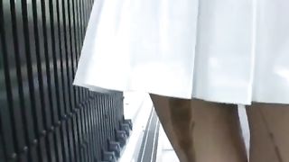 Cute Japanese girl shitting on the street