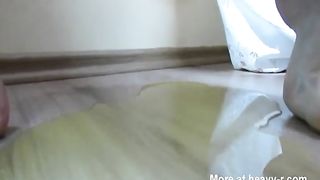 Blonde teen smearing poop on her tits