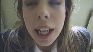 Drunk college girl drinking piss