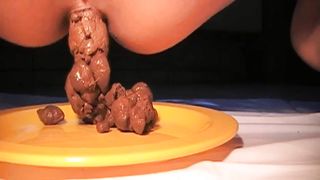 Fat turd dropped in close up