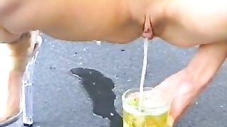 Beautiful teen peeing in public
