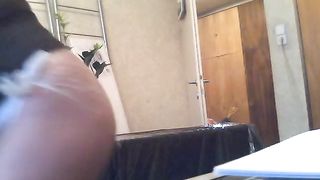 Mature woman shitting in her plastic panties