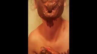 Cute girl getting a poop mask