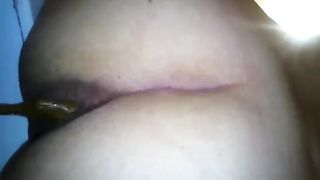 Girl with huge ass pooping in close up