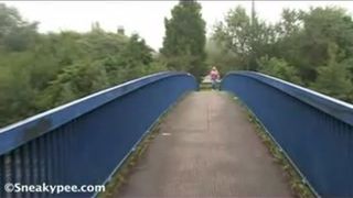 Blonde czech girl peeing outdoor