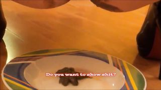 Mature woman pours poop on her face