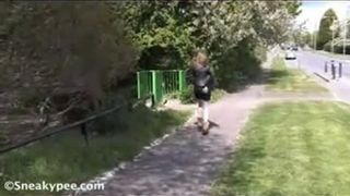 Sexy babe peeing on neighbours flowers