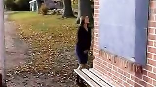 British babe peeing in public